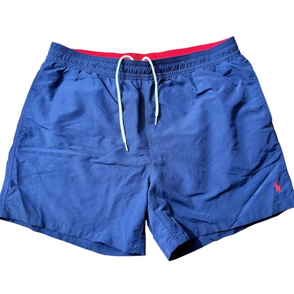 Polo Ralph Lauren Navy Swim Trunks XXL‎ Mesh Lined Elastic Waist Drawstring - Picture 1 of 10